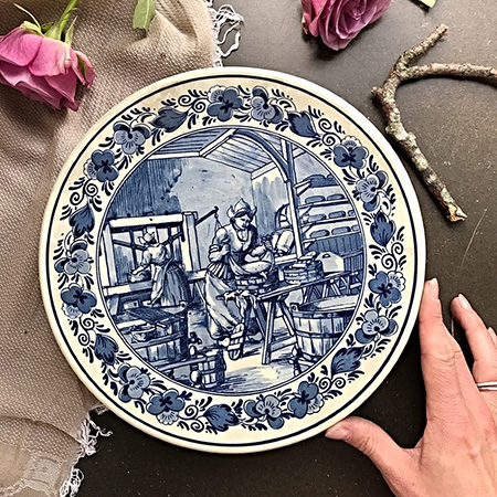 Тарелка блюдо Royal Goedewaagen Blue Delft ручная роспись