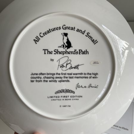 Тарелка Franklin Mint 1987 All creatures are Great and Small Июнь 23 см Англия
