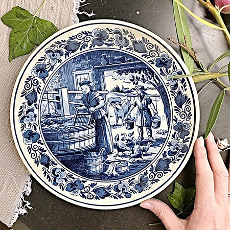 Тарелка блюдо Royal Goedewaagen Blue Delft, ручная роспись 