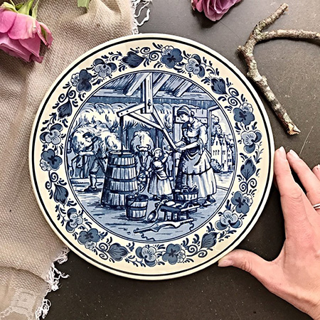 Тарелка блюдо Royal Goedewaagen Blue Delft ручная роспись 