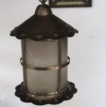 Лампа подвесная потолочная 39 см Фонарь латунь стекло