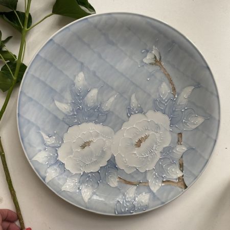 Блюдо 31 см Imari Белые цветы ручная роспись Япония
