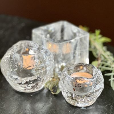Подсвечник Kosta Boda Снежок набор 3 шт. хрусталь Швеция