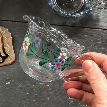 Молочник стекло роспись цветы