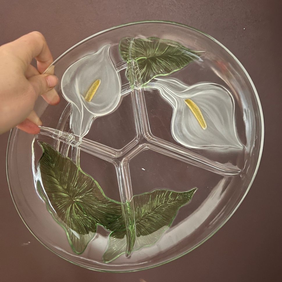 Менажница Каллы 28 см стекло Франция