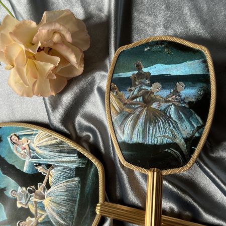 Зеркало щетка расческа набор Балерины металл 