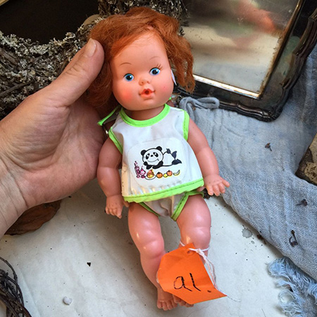 Кукла пупс с пандой на нагруднике, Швеция 