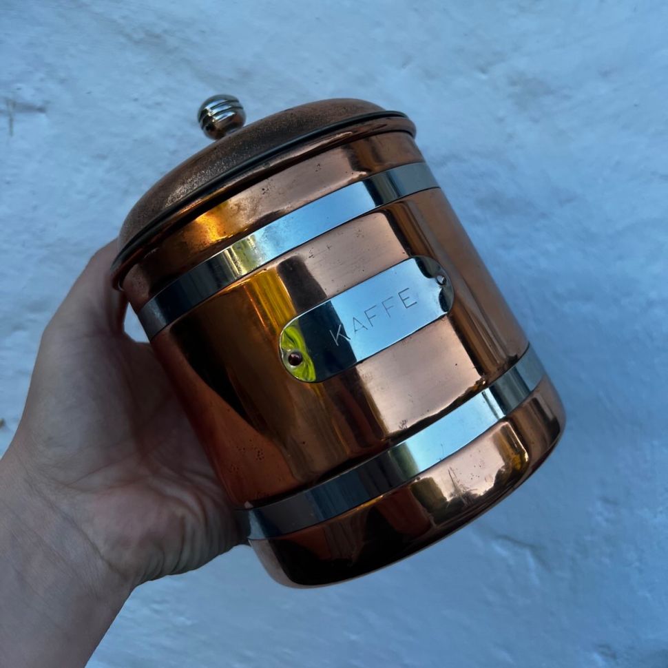 Банка для кофе 14 см медь металл