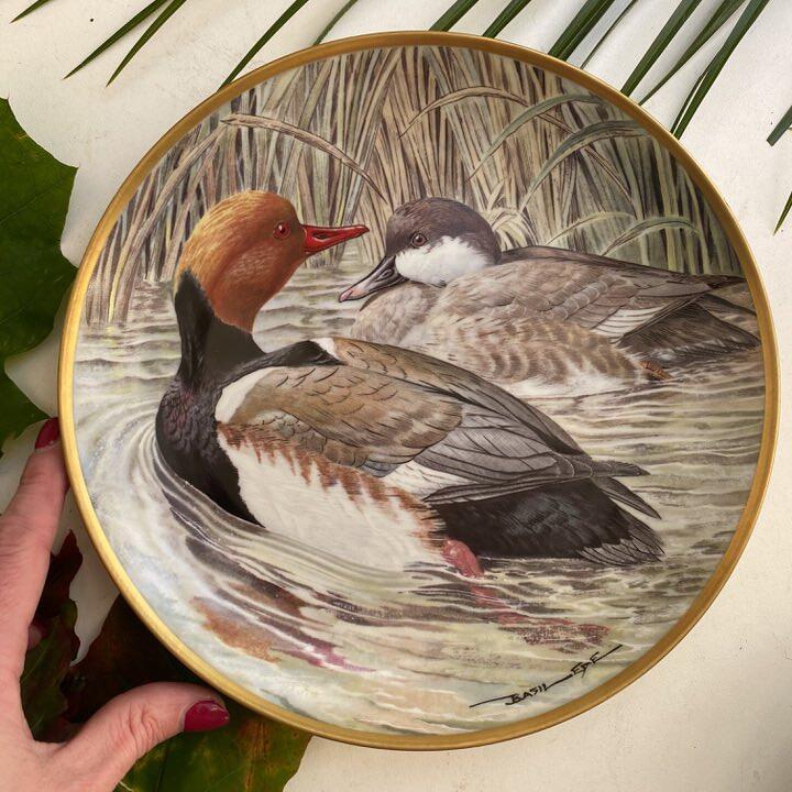 Тарелка Franklin Porcelain by Limoges Water Birds Red-Crested Pochard