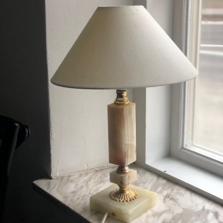 Лампа оникс и латунь без абажура