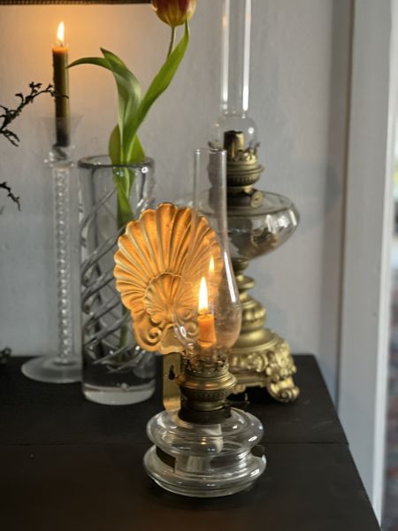 Лампа маслянная настенная 32 см стекло металл