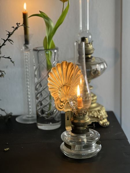 Лампа маслянная настенная 32 см стекло металл