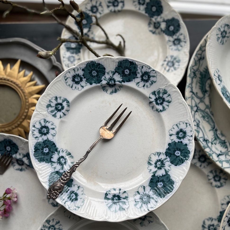 Тарелка 24 см Gustafsberg Pallas 1897-1907 гг. Анемоны Щвеция