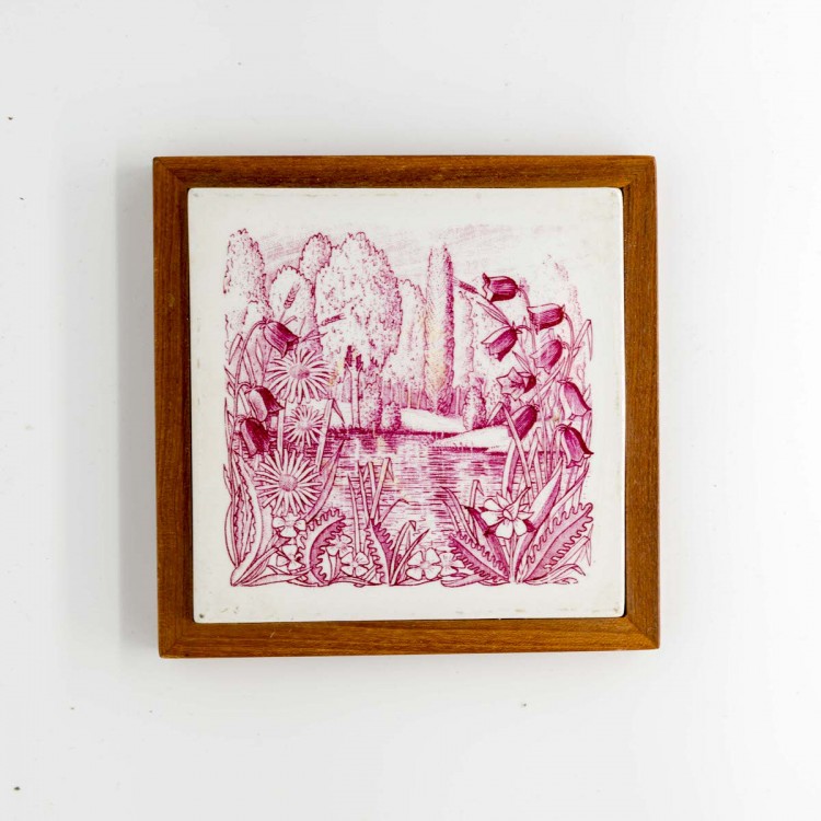 Керамическая картина изразец панно  рамка дерево