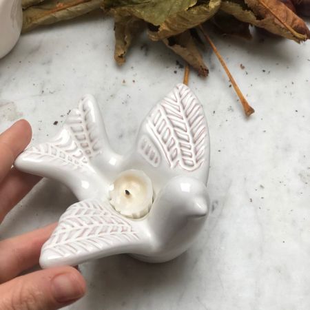 Подсвечник для одной тонкой свечи Птица керамика