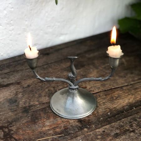 Подсвечник оловянный на две свечи