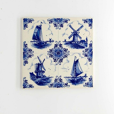 Плитка изразец Мельница и Парусник Голландия