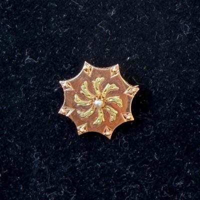 Брошь 2,5 см серебро с золочением