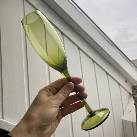 Бокал для шампанского 200 мл хрустальное стекло зеленый уценка