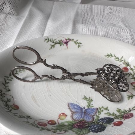Щипцы ножницы для десерта Розы 13 см серебро Швеция