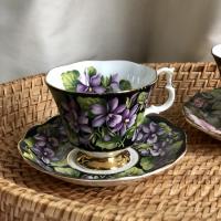 Чайная пара черный Royal Albert Provincial Flowers Purple violet Англия