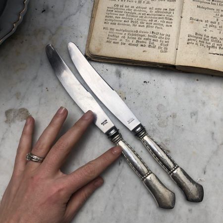 Нож столовый 26 см Строчка, мельхиор