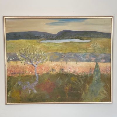 Картина Озеро холст масло в деревянной раме 83х67 см