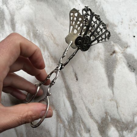 Щипцы ножницы для десерта Ажур 14 см серебро Швеция