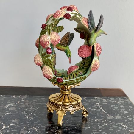 Яйцо Фаберже Колибри House of Faberge Franklin Mint кораллово-салатовое