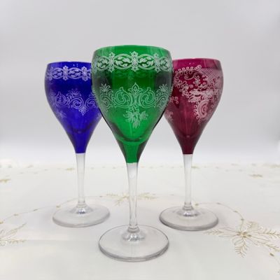 Бокал 320 мл вишневый накладной хрусталь гравировка Германия