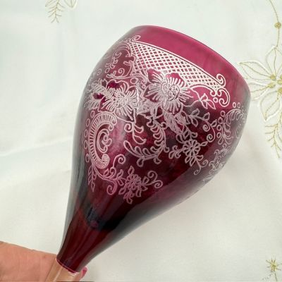 Бокал 320 мл вишневый накладной хрусталь гравировка Германия