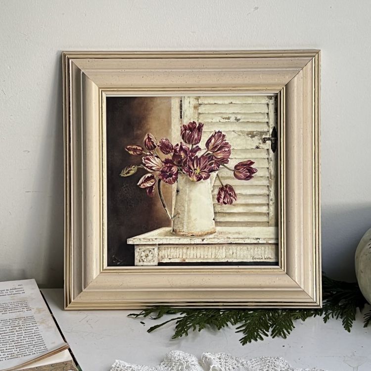 Картина репродукция Тюльпаны 26х26 см в деревянной раме под стеклом
