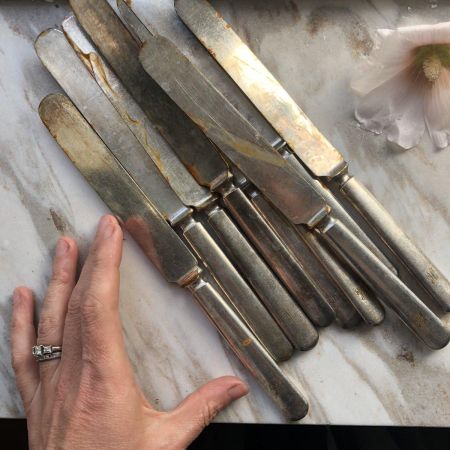 Нож столовый 23,5 см мельхиор патина ржавчина