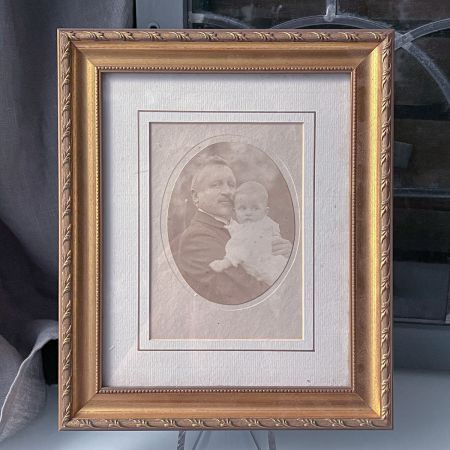 Картина фотография старинная 26х31 см в деревянной раме