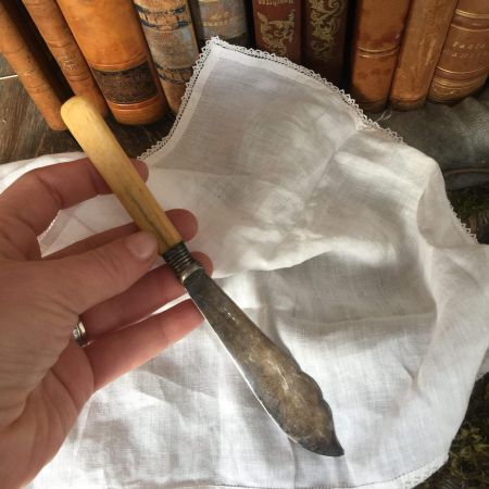 Нож для рыбы кость и мельхиор 