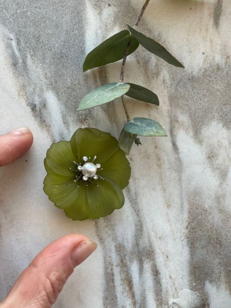 Брошь Зеленый цветок 4 см