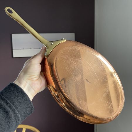 Сковорода овальная 44 см медь латунь Швеция