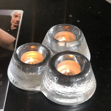 Подсвечник Вулкан на три свечи хрусталь Швеция