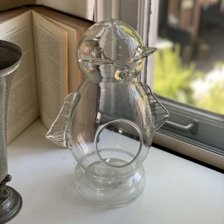 Подсвечник ваза 31 см Сова стекло (трещина)