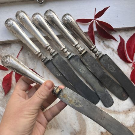 Нож столовый Вензель 26 см мельхиор сталь Швеция 
