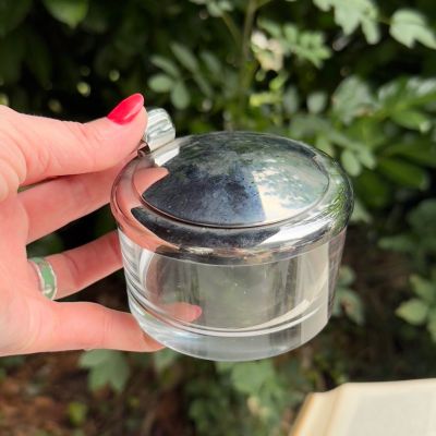 Сахарница с крышкой 9 см мельхиор стекло