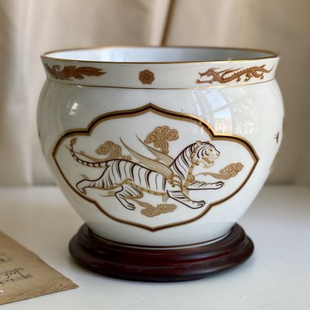 Кашпо ваза Franklin Porcelain 1979 Япония тигры