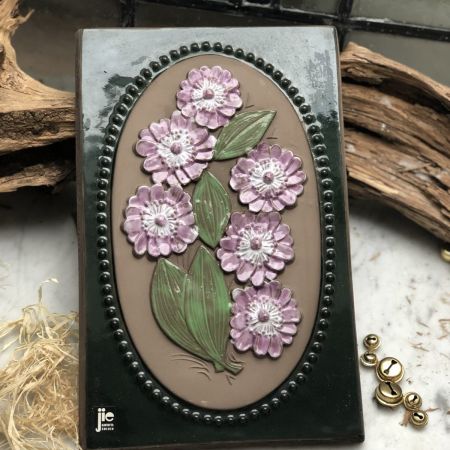 Изразец керамика розовые цветы