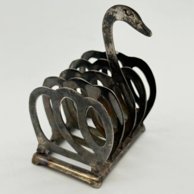 Салфетница подставка для тостов Лебедь мельхиор