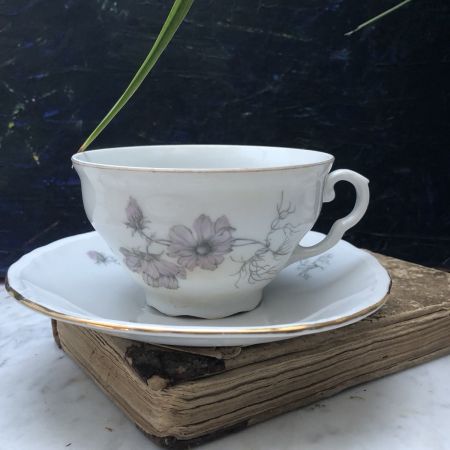 ​Чайная пара Серые цветы 