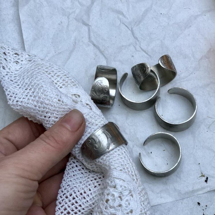 Кольцо с узором для салфетки, олово клеймо, набор 6 шт. Норвегия 