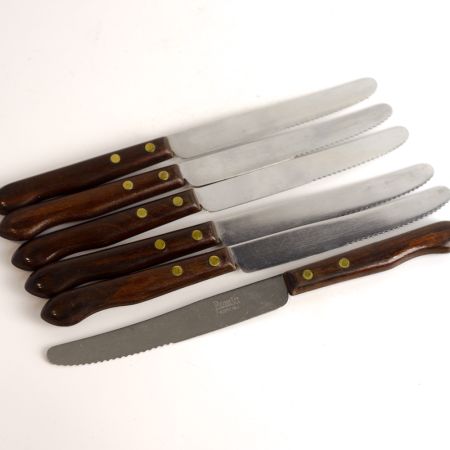 Мясной нож с деревянной ручкой и двумя латунными клепками Remia