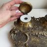 Чернильница старинная Франция бронза Луи 15 с двумя чашами 25 см 