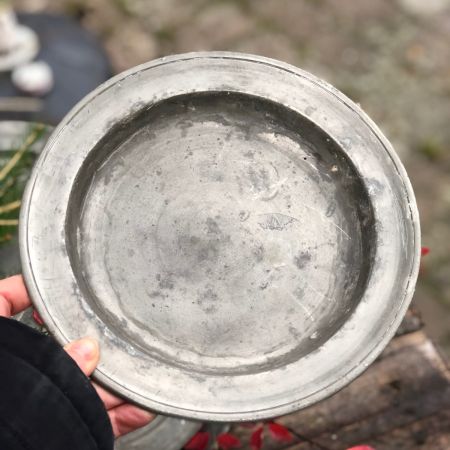 Тарелка стариннная 22 см олово