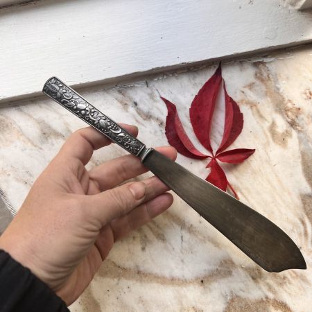 Нож лопатка Цветы 24 см мельхиор